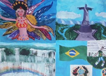 Veronica Budyaieva, de 12 anos, reuniu os três elementos em um mesmo desenho