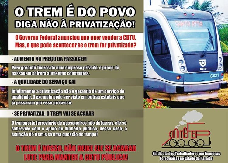 Na Paraíba, circulam 25 trens que atendem cerca de 8 mil usuários diários em 12 regiões entre Cabedelo, João Pessoa, Bayeux e Santa Rita.