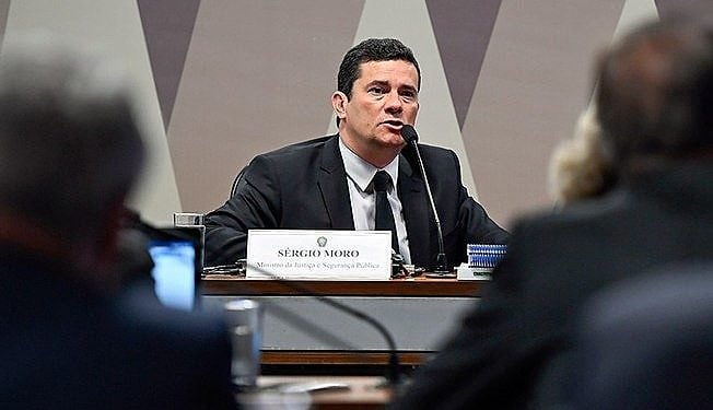 Ex-juiz e atual ministro da Justiça, Sérgio Moro, durante depoimento na CCJ da Câmara dos Deputados sobre as mensagens da ''Vaza-Jato''