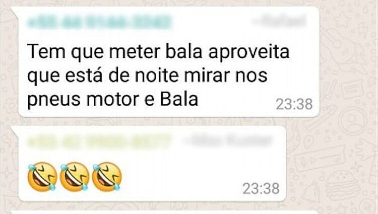 Print de uma das conversas do grupo "Caravana Contra Lula 26/03"