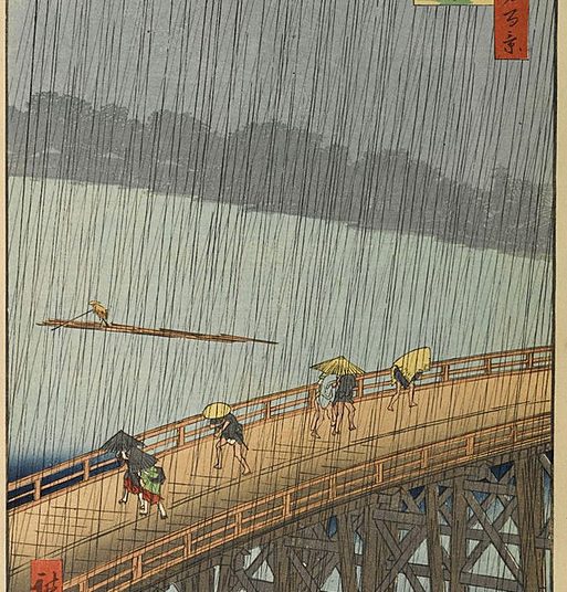 "Chuvasca repentina na ponte Shin-Ohashi e Atake", de Utagawa Hiroshige